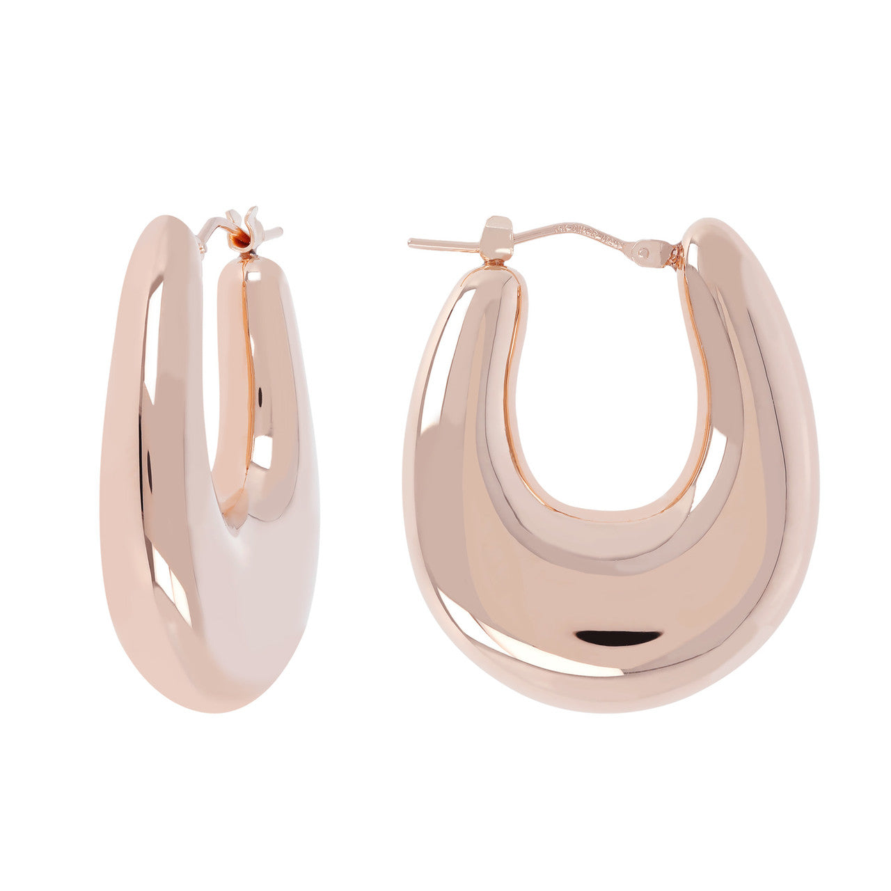 Rose gold oval hot sale hoop earrings