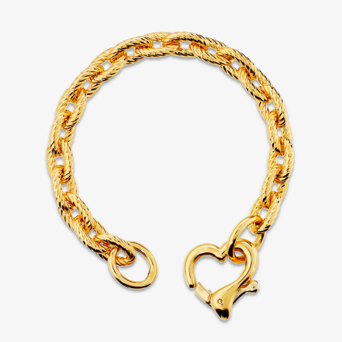 Twisted Oval Rolo Chain Bracelet with Heart Clasp
