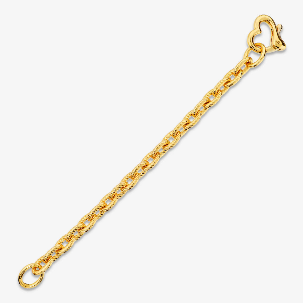 Twisted Oval Rolo Chain Bracelet with Heart Clasp