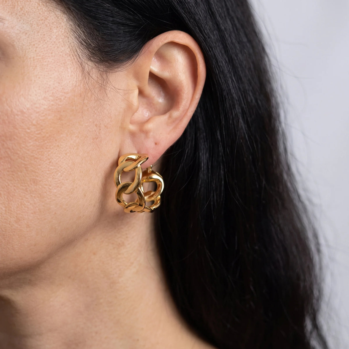 Curb Link Hoop Earrings