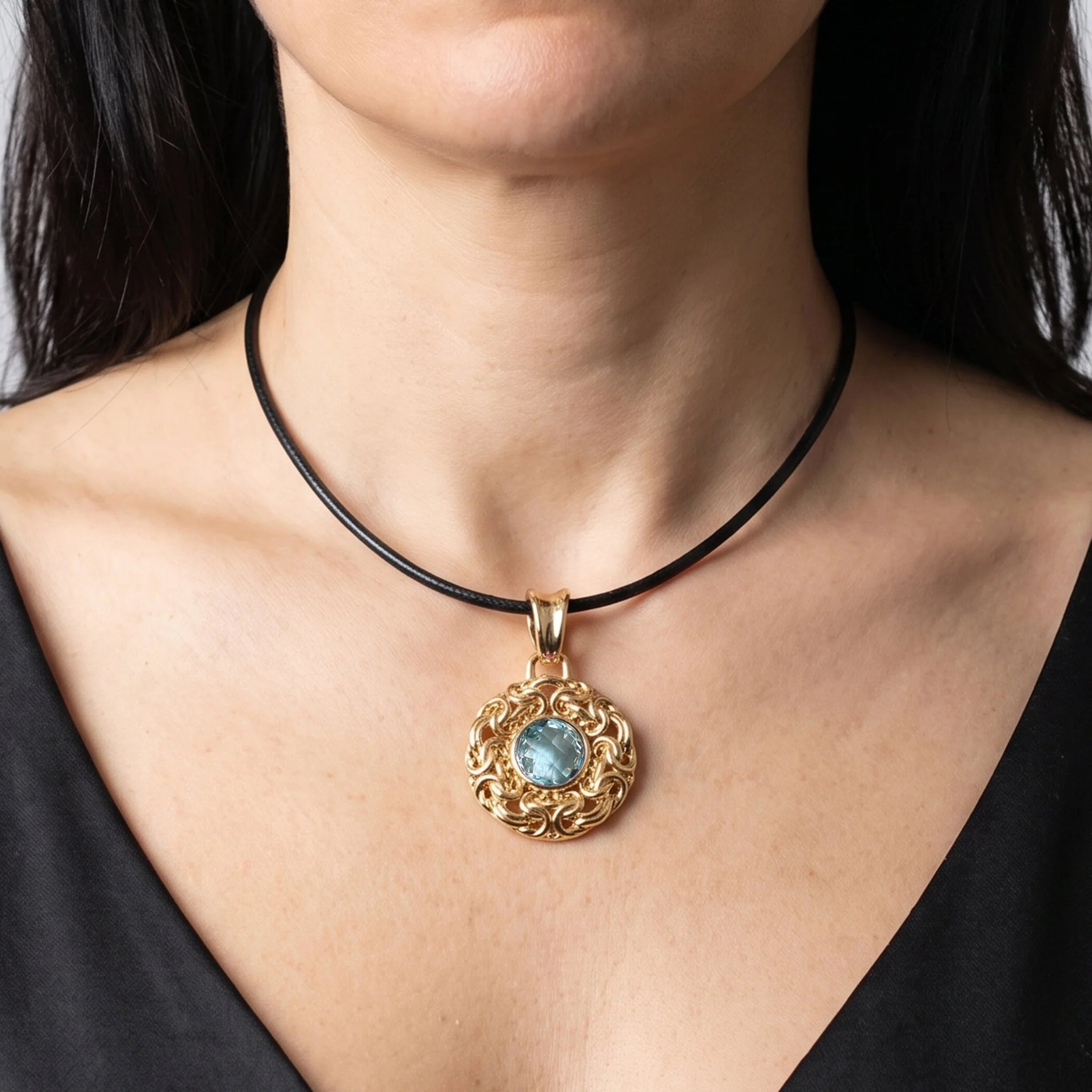 Ciondolo Maglia Bizantina con Pietra Naturale Taglio Briolette