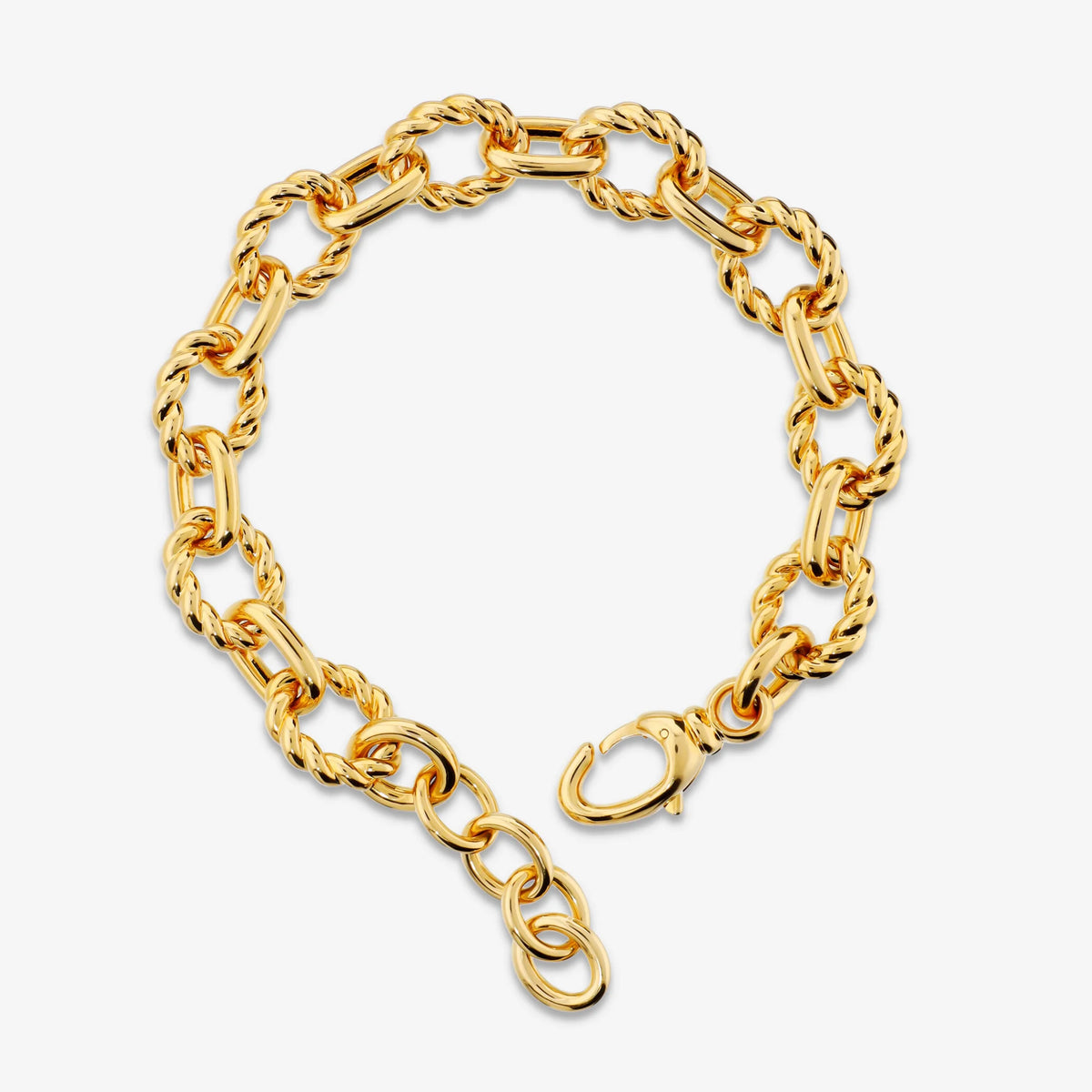Alternating Polished and Twisted Oval Link Bracelet