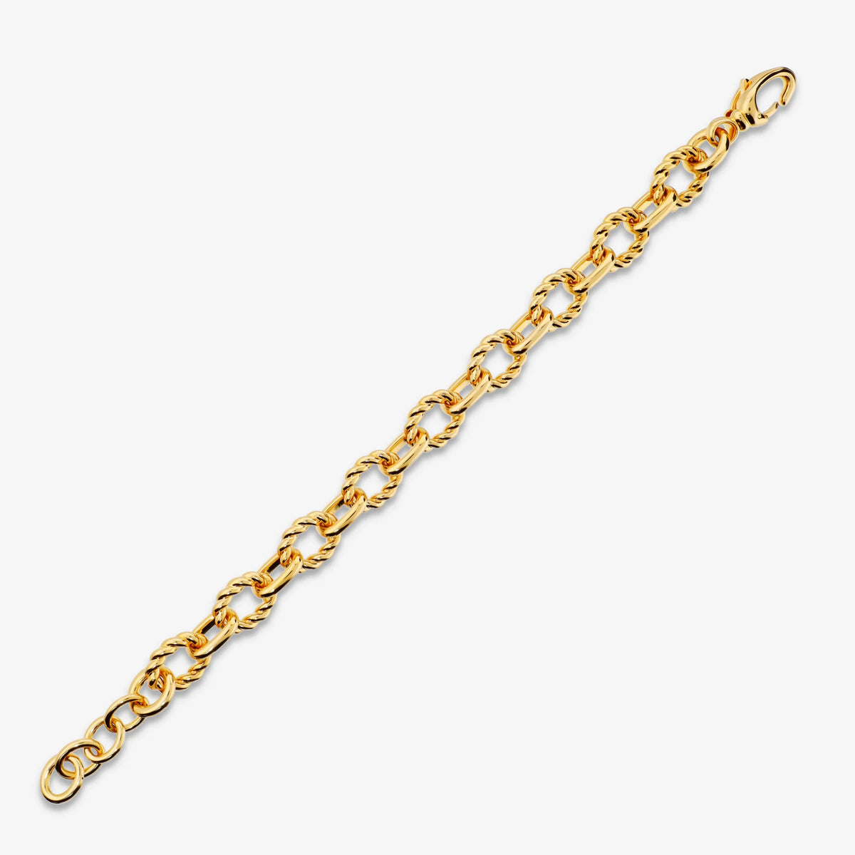 Alternating Polished and Twisted Oval Link Bracelet