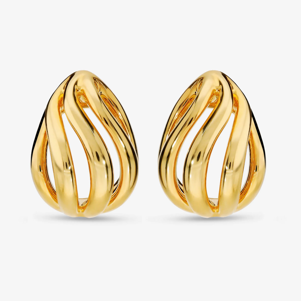 Polished Wavy Multi-Strand Stud Earrings