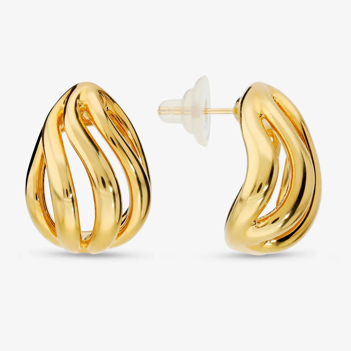 Polished Wavy Multi-Strand Stud Earrings