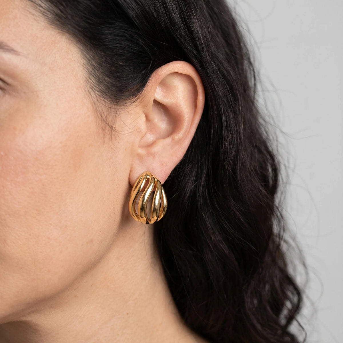 Polished Wavy Multi-Strand Stud Earrings