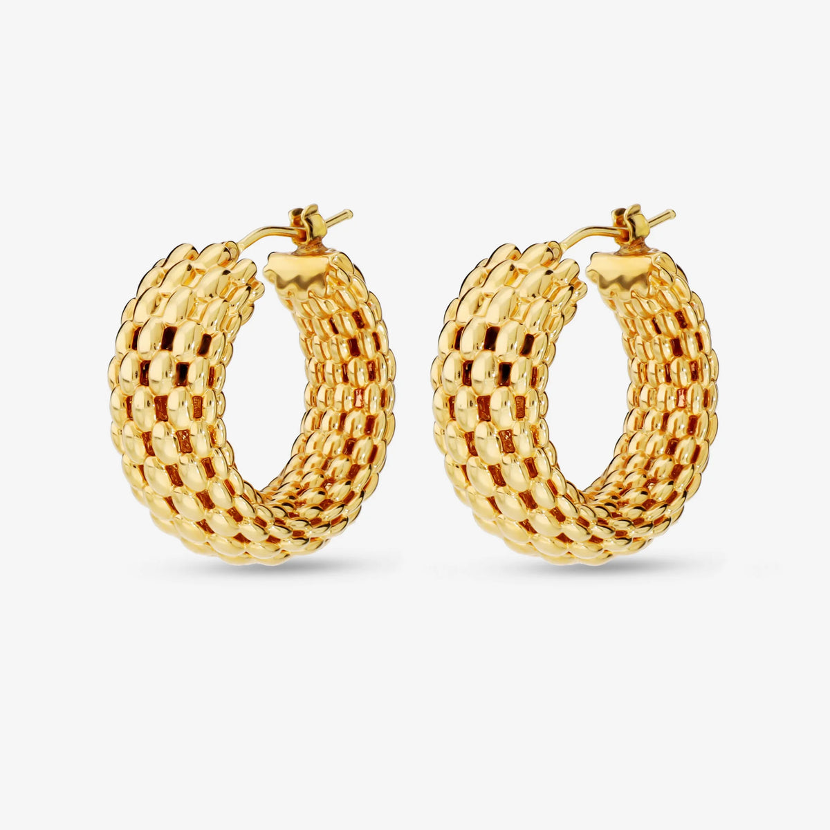 Domed Mesh Link Hoop Earrings
