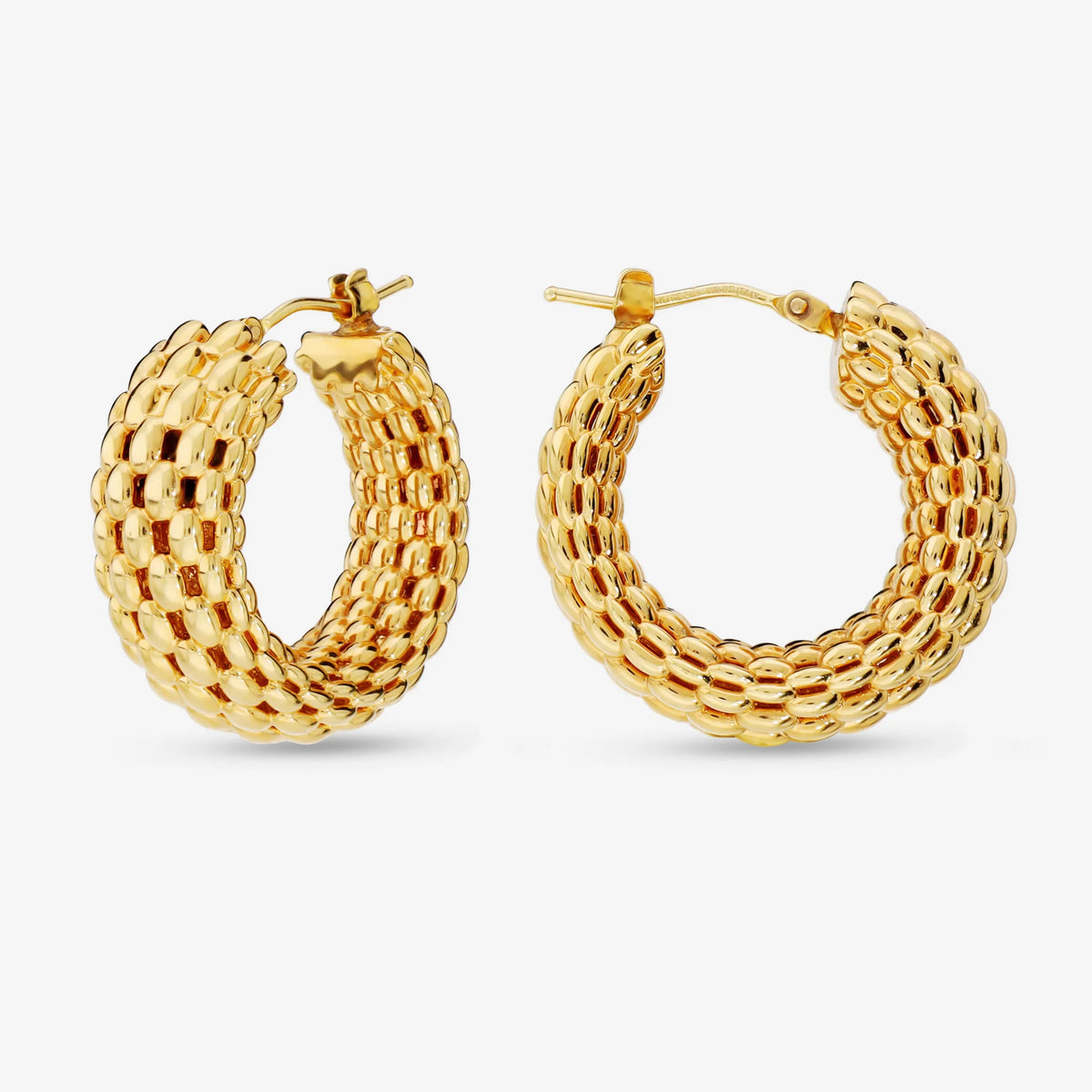 Domed Mesh Link Hoop Earrings