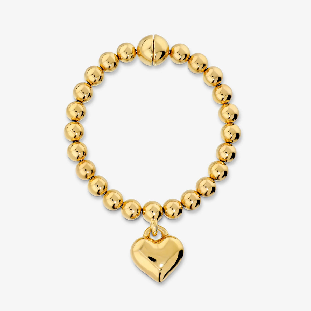 Bracciale a Palline con Ciondolo Cuore e Chiusura Magnetica