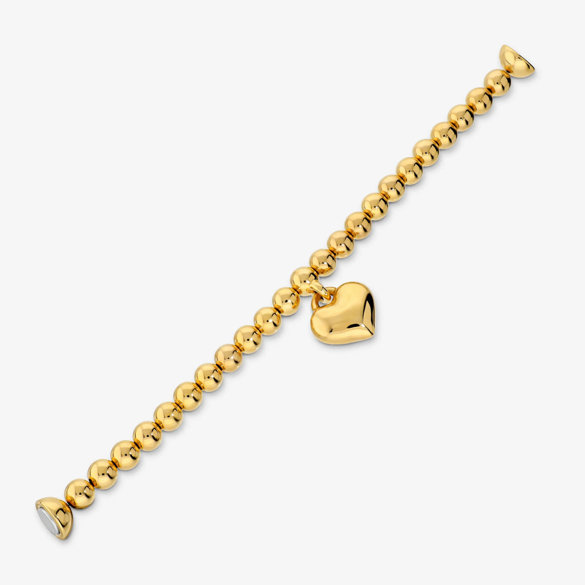 Bracciale a Palline con Ciondolo Cuore e Chiusura Magnetica