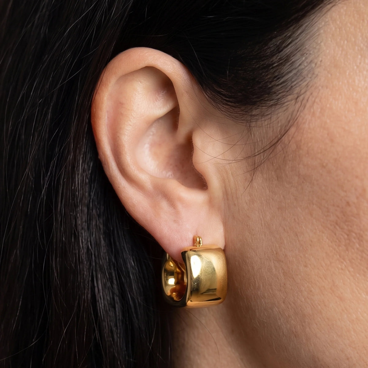 Polished Square Hoop Earrings