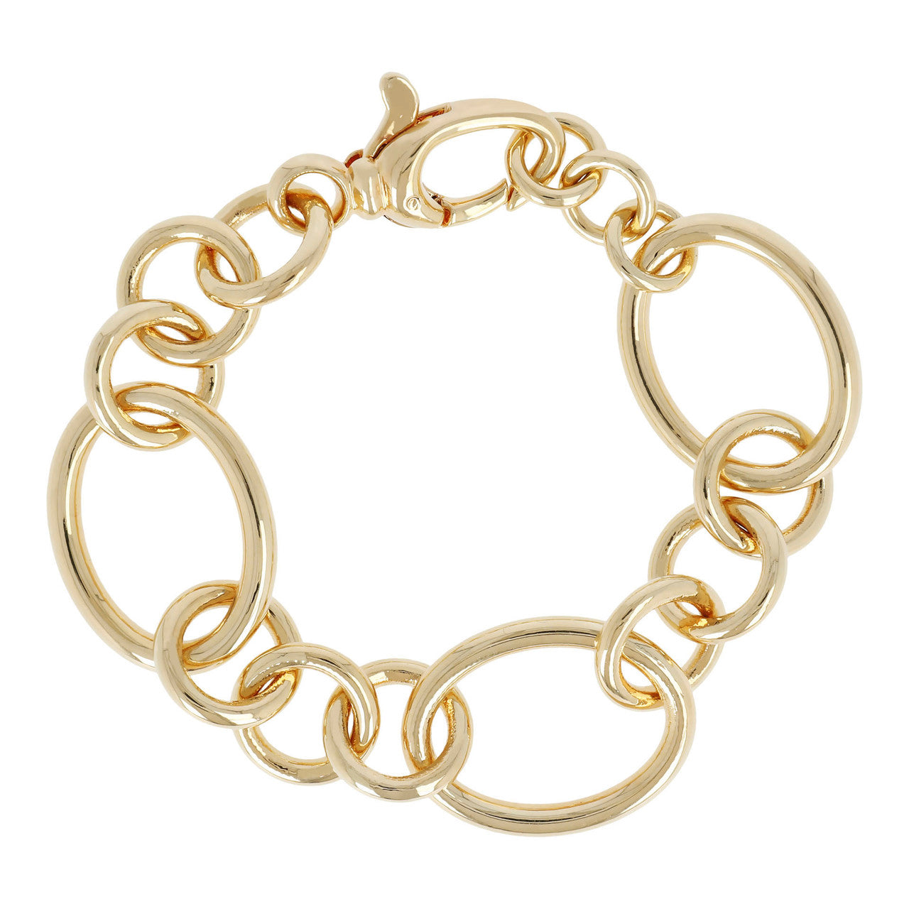 Large 14K Gold Oval Link Bracelet